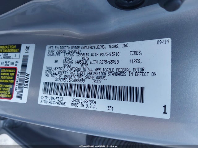 5TFEM5F15FX082699 Toyota Tundra Sr5 4.6l V8