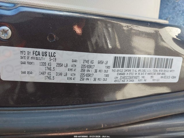Продажа на аукционе авто 2019 Dodge Grand Caravan Sxt, vin: 2C4RDGCG5KR709271, номер лота: 44195865
