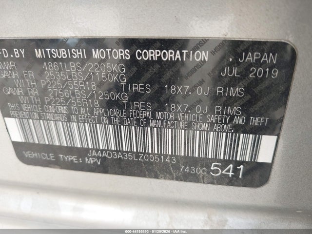 2020 MITSUBISHI OUTLANDER JA4AD3A35LZ005143 Photo 8