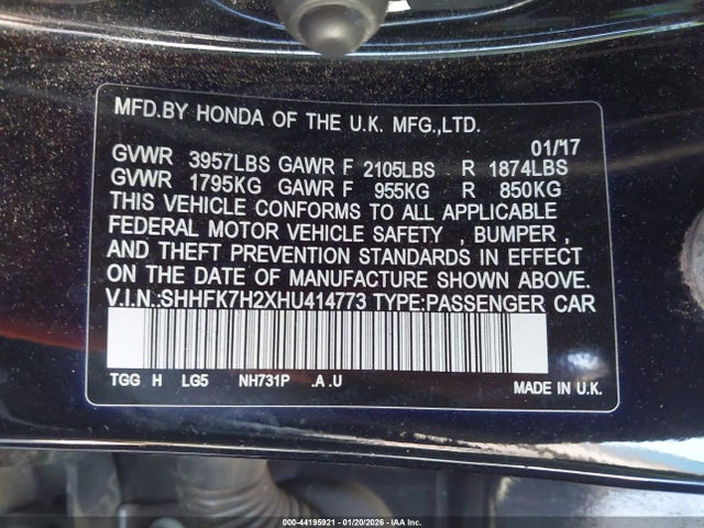 SHHFK7H2XHU414773 Honda Civic Lx