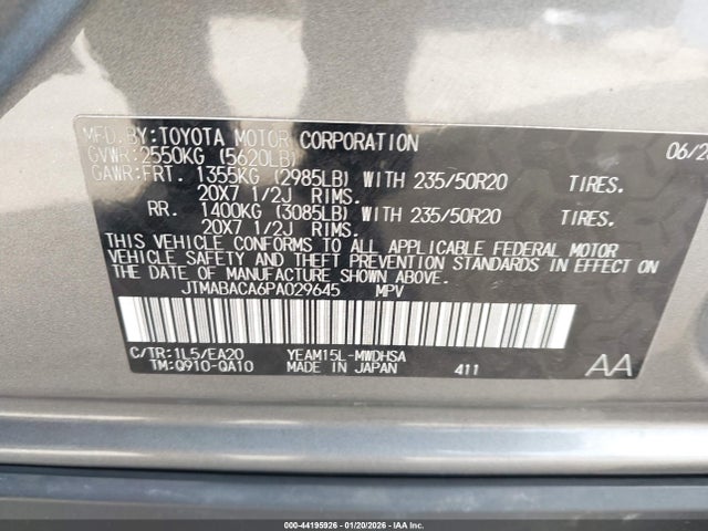 JTMABACA6PA029645 Toyota Bz4x Limited