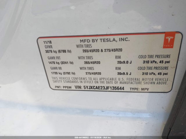2018 TESLA MODEL X 5YJXCAE23JF135644 Photo 8