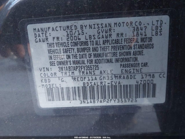 3N1AB7AP2FY355725 Nissan SENTRA SR