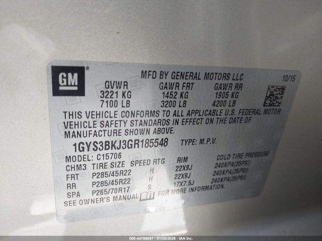 2016 CADILLAC ESCALADE 1GYS3BKJ3GR185548 Photo 8