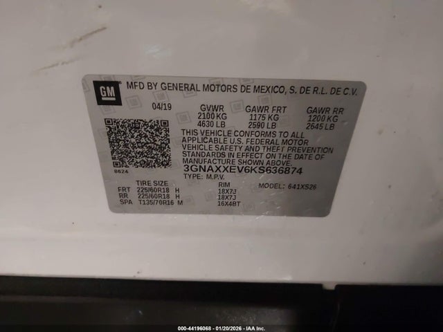 Chevrolet Equinox Premier 2019 3GNAXXEV6KS636874 Image 9