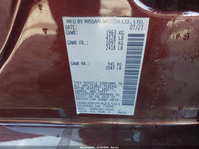 2023 NISSAN ALTIMA 1N4BL4DVXPN421501 Photo 8