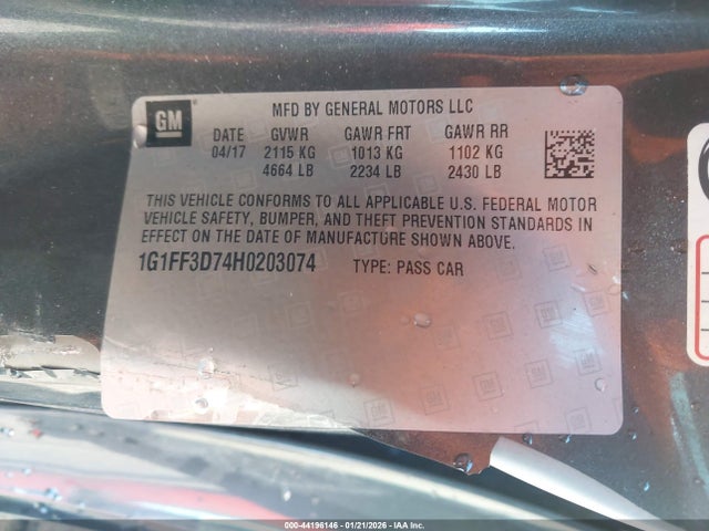 1G1FF3D74H0203074 Chevrolet Camaro 1ss