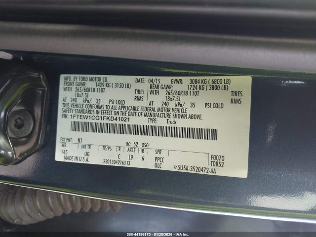 Ford F-150 Xlt 2015 1FTEW1CG1FKD41021 Image 9