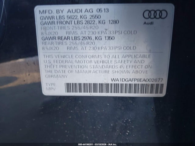 Aukcja sprzedaży 2014 Audi Q5 3.0t Premium Plus, vin: WA1DGAFP8EA002677, numer aukcji: 44196201