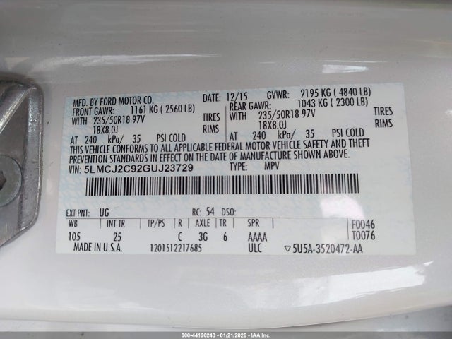 5LMCJ2C92GUJ23729 Lincoln MKC SELECT