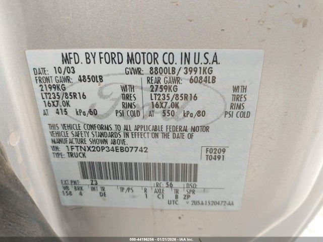 2004 FORD F-250 1FTNX20P34EB07742 Photo 8