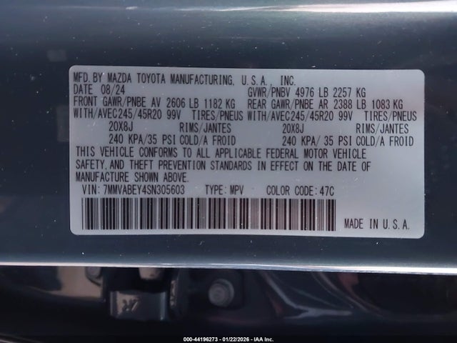 Aukcja sprzedaży 2025 Mazda Cx-50 2.5 Turbo Premium Plus Package, vin: 7MMVABEY4SN305603, numer aukcji: 44196273