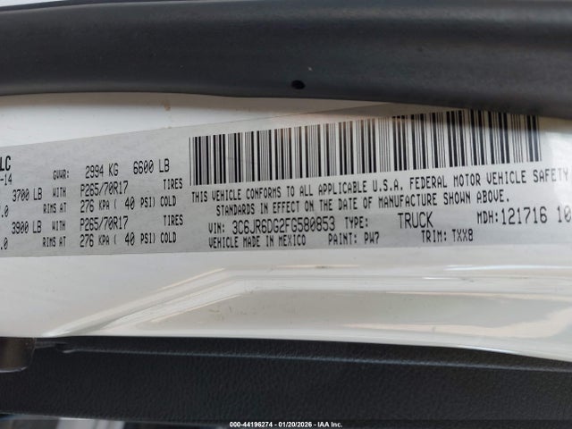 RAM 1500 2015 3C6JR6DG2FG580853 Image 9