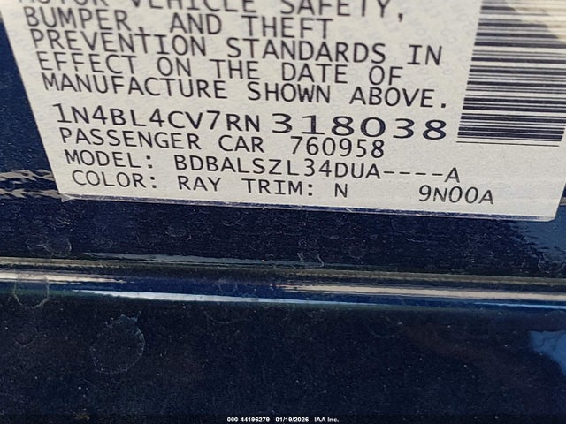 1N4BL4CV7RN318038 Nissan Altima Sr Fwd