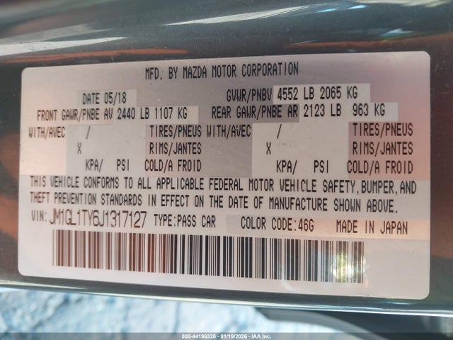Mazda Mazda6 Grand Touring 2018 JM1GL1TY6J1317127 Image 9