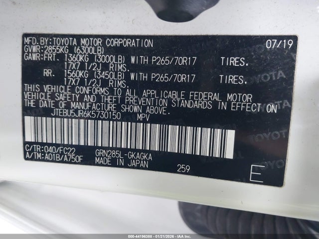 2019 TOYOTA 4RUNNER JTEBU5JR6K5730150 Photo 8