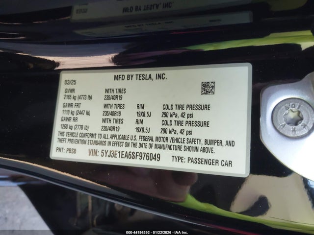 2025 TESLA MODEL 3 5YJ3E1EA6SF976049 Photo 8