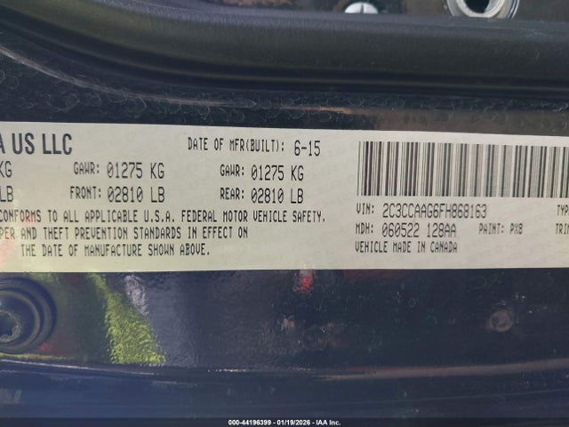 2015 Chrysler 300 Limited მანქანა იყიდება აუქციონზე, vin: 2C3CCAAG6FH868163, აუქციონის ნომერი: 44196399