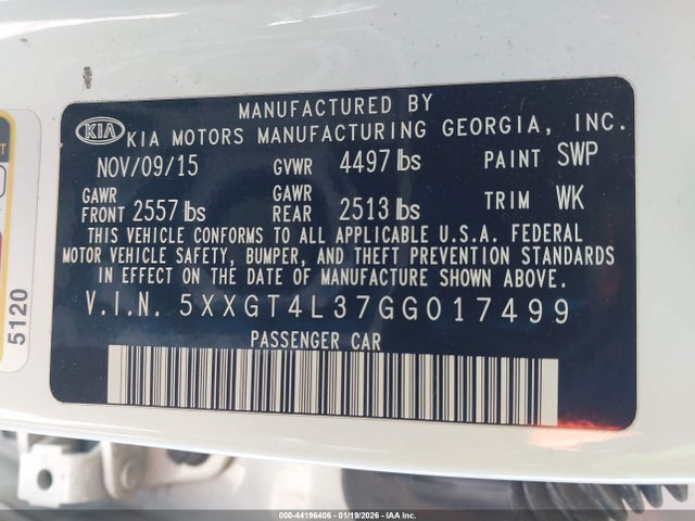 5XXGT4L37GG017499 KIA Optima Lx