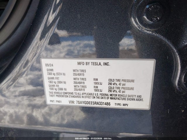 2024 TESLA MODEL Y 7SAYGDEE5RA331486 Photo 8