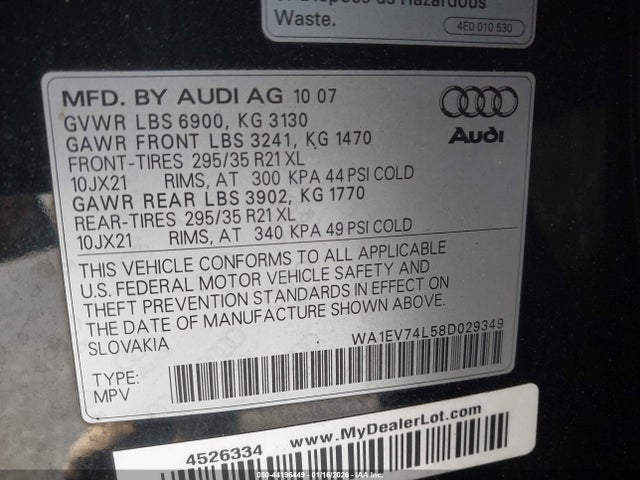2008 AUDI Q7 WA1EV74L58D029349 Photo 8