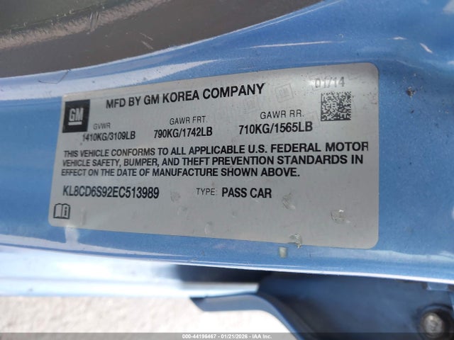 KL8CD6S92EC513989 Chevrolet Spark 1lt Auto