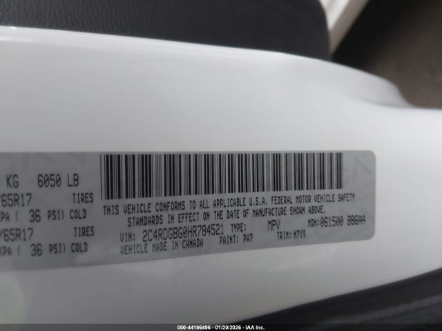 2C4RDGBG0HR784521 Dodge Grand Caravan Se Plus