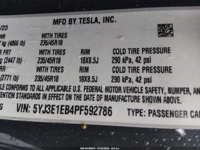 2023 TESLA MODEL 3 5YJ3E1EB4PF592786 Photo 8