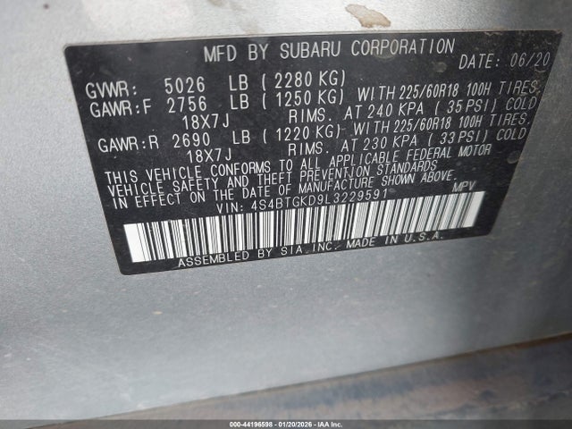 4S4BTGKD9L3229591 Subaru Outback Onyx Edition Xt