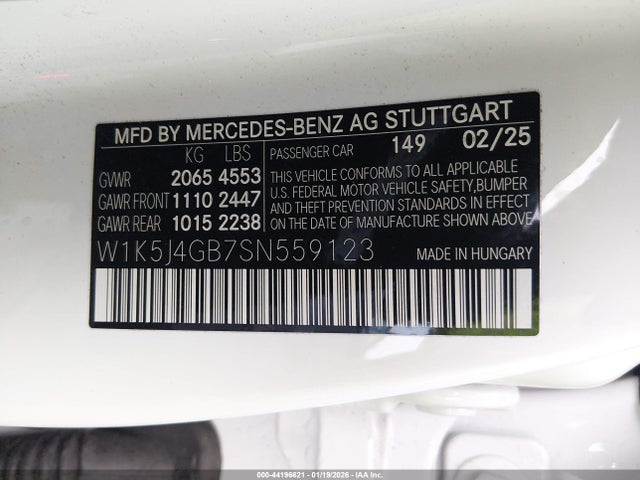 W1K5J4GB7SN559123 Mercedes-Benz Cla 250 Coupe
