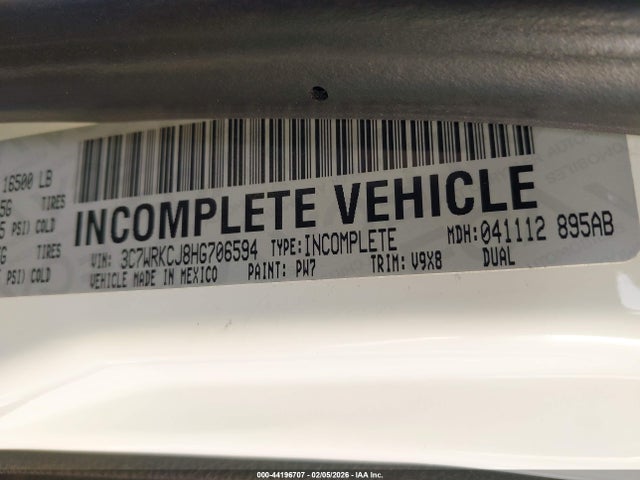3C7WRKCJ8HG706594 RAM 4500 Chassis Tradesman/slt
