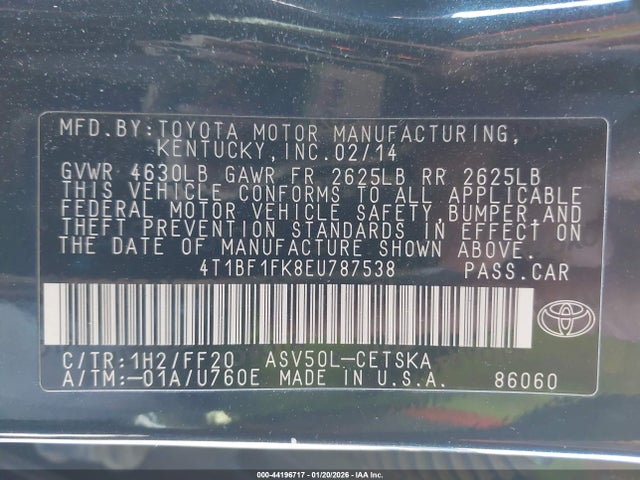 Toyota CAMRY SE 2014 4T1BF1FK8EU787538 Image 9