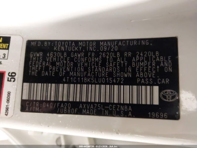 Toyota Camry Le Awd 2020 4T1C11BK5LU015472 Image 9