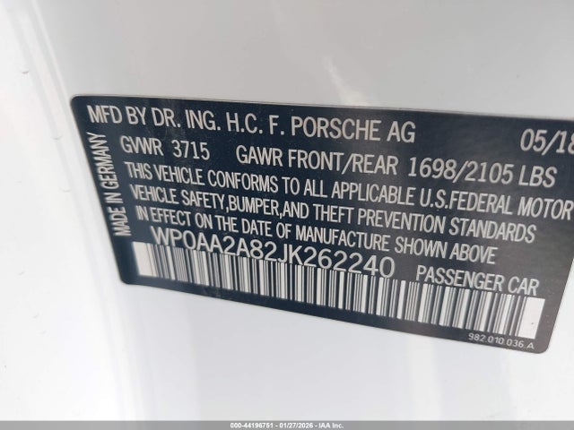 2018 PORSCHE 718 CAYMAN WP0AA2A82JK262240 Photo 8