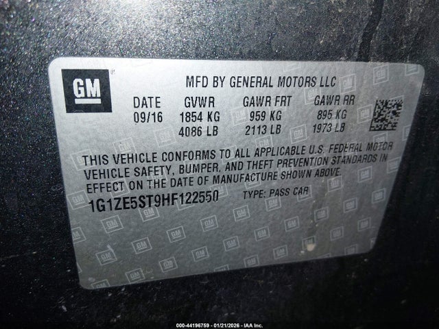 1G1ZE5ST9HF122550 Chevrolet MALIBU 1LT