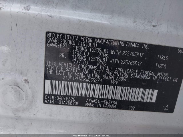 Toyota RAV4 LE 2019 2T3F1RFV6KW065271 Image 9