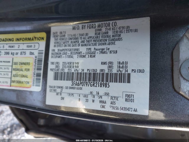 2016 FORD FUSION 3FA6P0T97GR218985 Photo 8