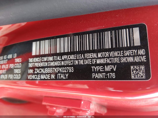 Продаж на аукціоні авто 2019 Jeep Renegade Latitude 4x4, vin: ZACNJBBB7KPK02793, номер лоту: 44196862