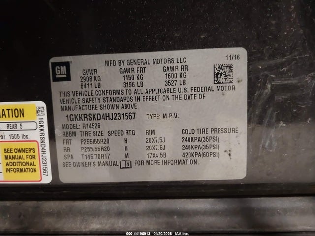 1GKKRSKD4HJ231567 GMC Acadia Limited