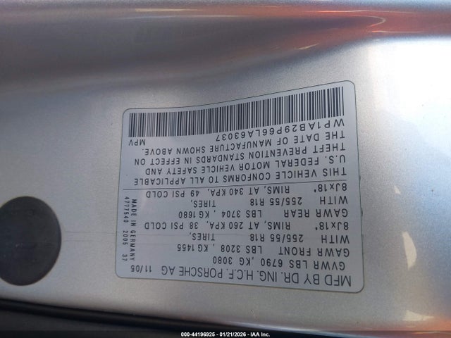 2006 PORSCHE CAYENNE WP1AB29P66LA63037 Photo 8