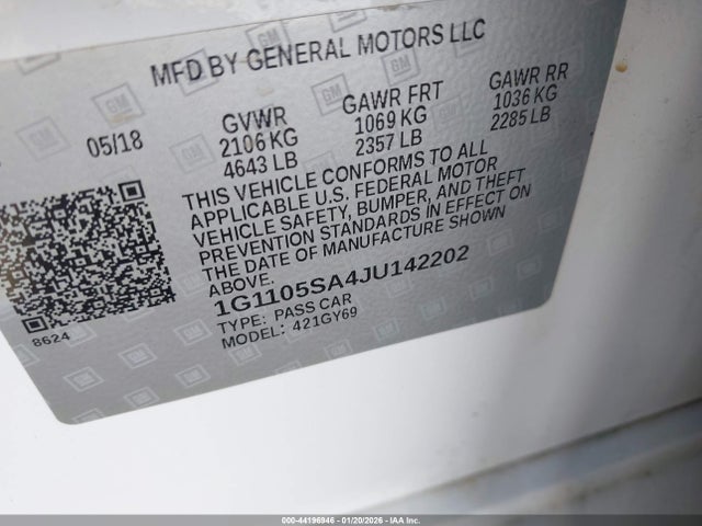 1G1105SA4JU142202 Chevrolet IMPALA 1LT