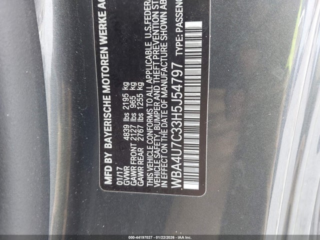WBA4U7C33H5J54797 BMW 430I