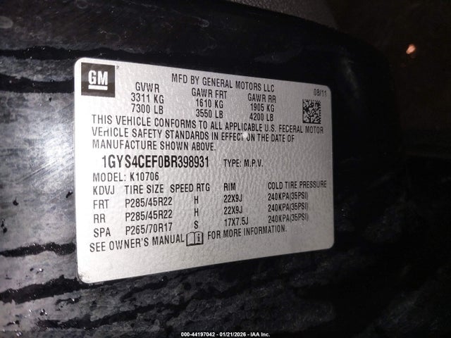 2011 CADILLAC ESCALADE 1GYS4CEF0BR398931 Photo 8