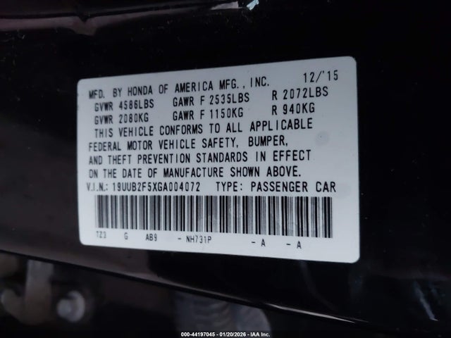 19UUB2F5XGA004072 Acura Tlx V6 Tech