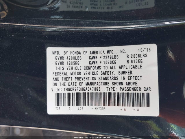 1HGCR2F30GA047065 Honda ACCORD LX