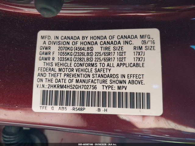 2HKRM4H52GH702756 Honda CR-V EX