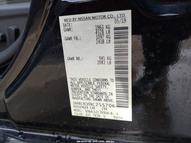 1N4BL4CV0KC255706 Nissan Altima 2.5 Sr