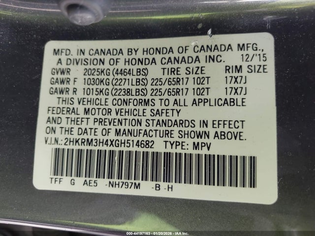 2HKRM3H4XGH514682 Honda CR-V SE