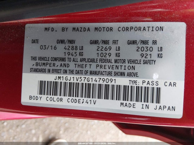 JM1GJ1V57G1479091 Mazda Mazda6 I Touring