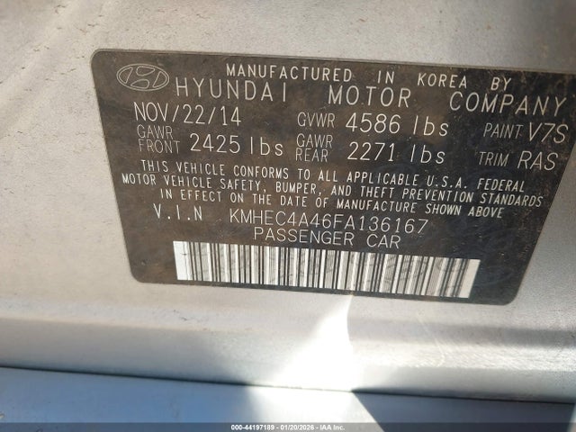 Hyundai Sonata Hybrid Limited 2015 KMHEC4A46FA136167 Image 9